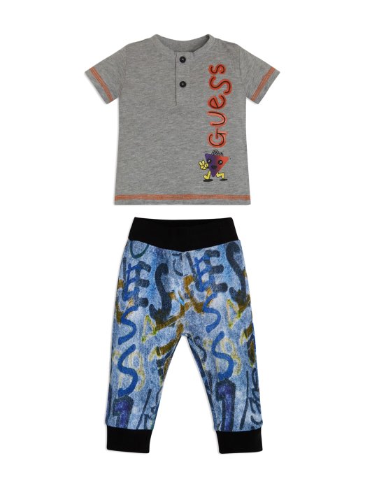 Svijetlo Vrijesko Siva Majica I Hlače S Logotipom (0-24 M) Guess Shopping