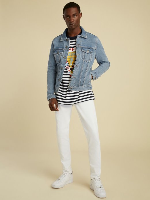 Svijetloplava Guess Shopping Traper Jakna S Višebojnim Logotipom