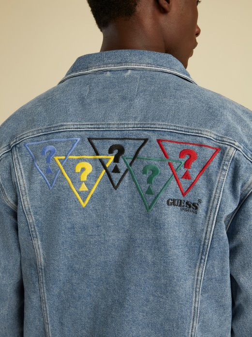 Svijetloplava Guess Shopping Traper Jakna S Višebojnim Logotipom