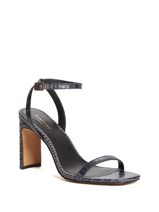 Svilena Plava Guess Shopping Krokodil Remen Za Gležanj Sandala S Petom