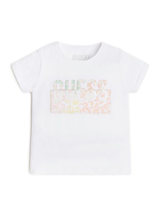 Svjetlucava Majica S Leopardovim Logotipom (2-7) Guess Shopping čista Bijela