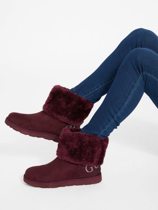 Svjetlucave čizme Od Umjetne Striže Guess Shopping Tamnoljubičaste