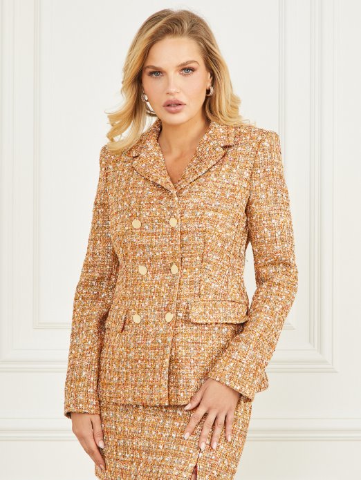 Tallulah Multicolor Tweed Angelica Tweed Blazer Guess Shopping
