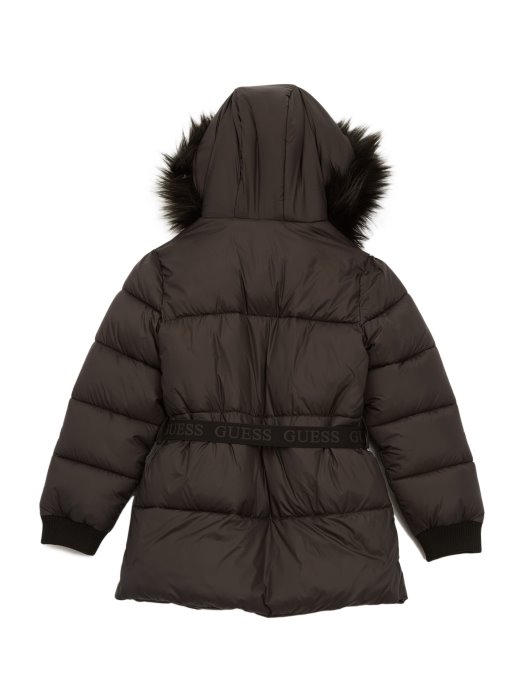 Tamnocrni Guess Shopping Blaženi Pufer Kaput S Remenom (2-6)