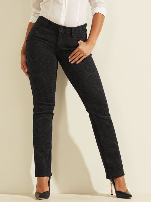 Tamnoplave Guess Shopping Uske Traper Hlače Sa životinjskim Uzorkom