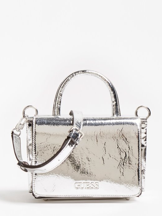 Tia Laminirana Ručna Torbica Guess Shopping Srebrna