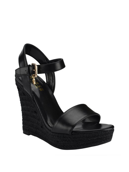 Tracey Espadrille Wedges Black1 Guess Shopping