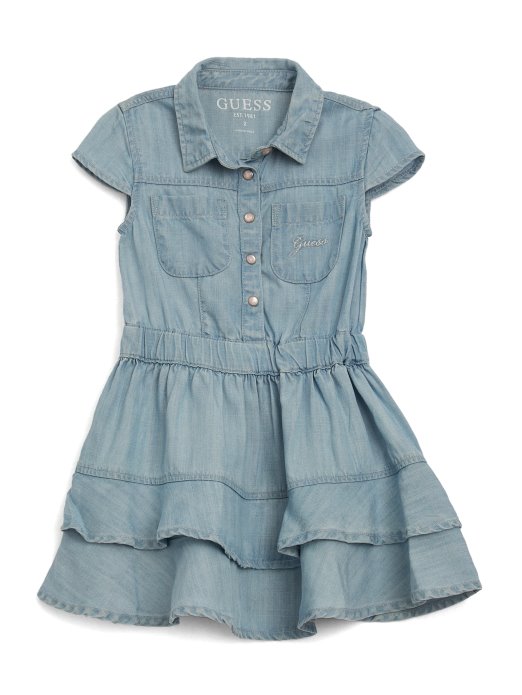 Traper Haljina Na Više Razina (2-7) Guess Shopping Slubby Svjetloplava Ispran