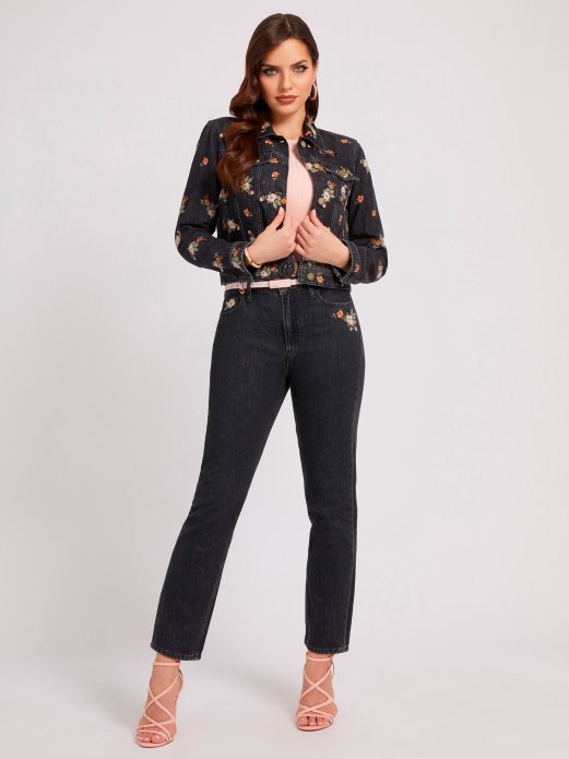 Traper Jakna S Crnim Cvjetnim Vezom Guess Shopping