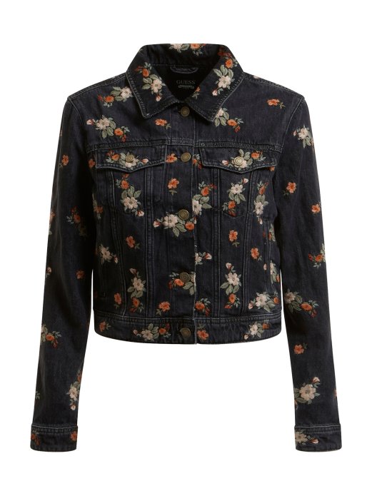 Traper Jakna S Crnim Cvjetnim Vezom Guess Shopping