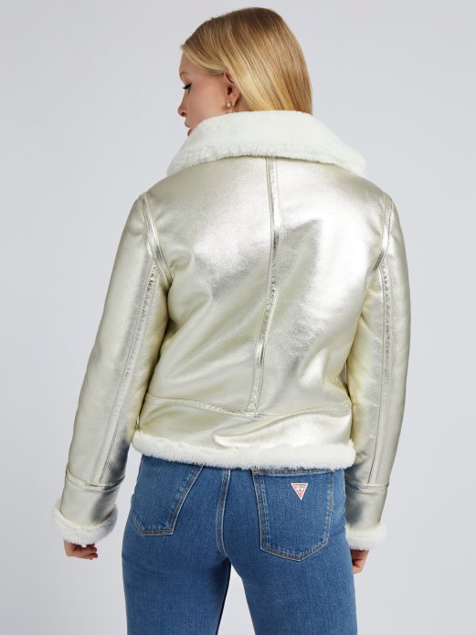 Umjetna Sherling Jakna Metalnog Izgleda Guess Shopping Gold