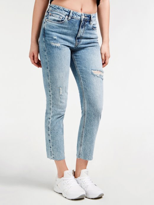 Uništene Traper Hlače Opuštenog Kroja Guess Shopping Svijetloplave