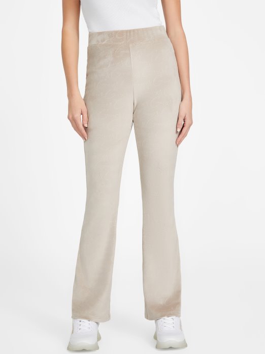 Velvet Taupe Eco Abia Velur Flare Pants Guess Shopping