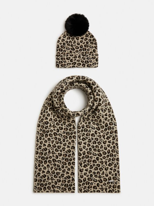 Višebojni Uzorak Animalier Set šešir I šal Pogodite Kupnju