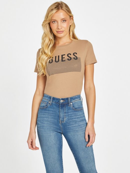 Wet Sand Lisey Rhinestone Logo Tee Guess Shopping