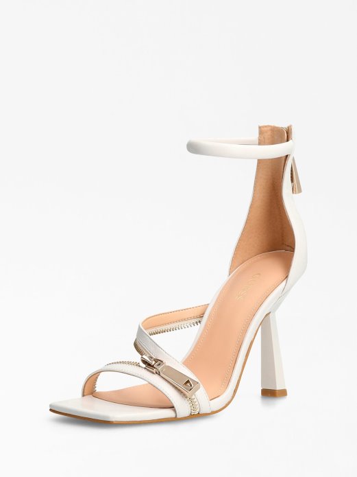 White Guess Shopping Jeomie Sandala Od Prave Kože