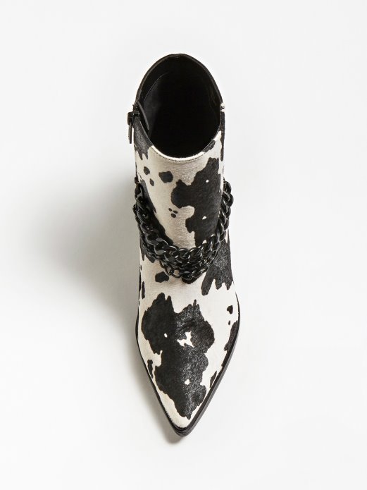 White Guess Shopping Patziy Gležnjača S Lancem Od Prave Kože