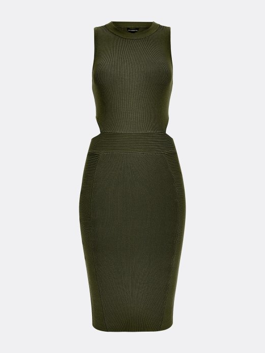 Zelena Haljina S Rebrastim Izrezima Guess Shopping