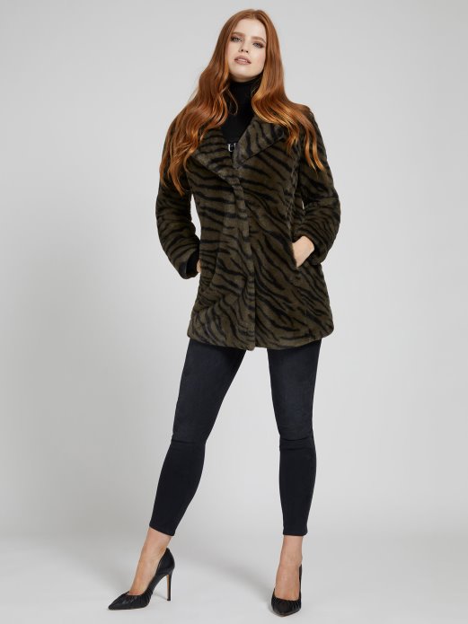 Zelena Multi Guess Shopping Animalier Jakna Od Umjetnog Krzna