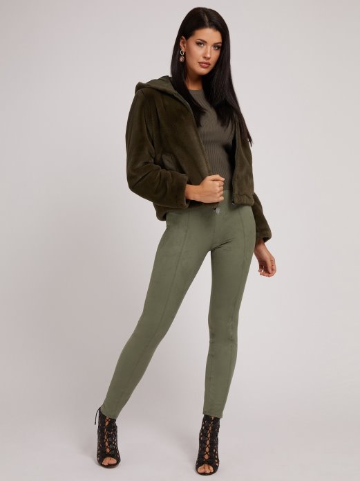 Zelena Višestruka Jakna S Logom Od Umjetnog Krzna Pogodi Kupnju