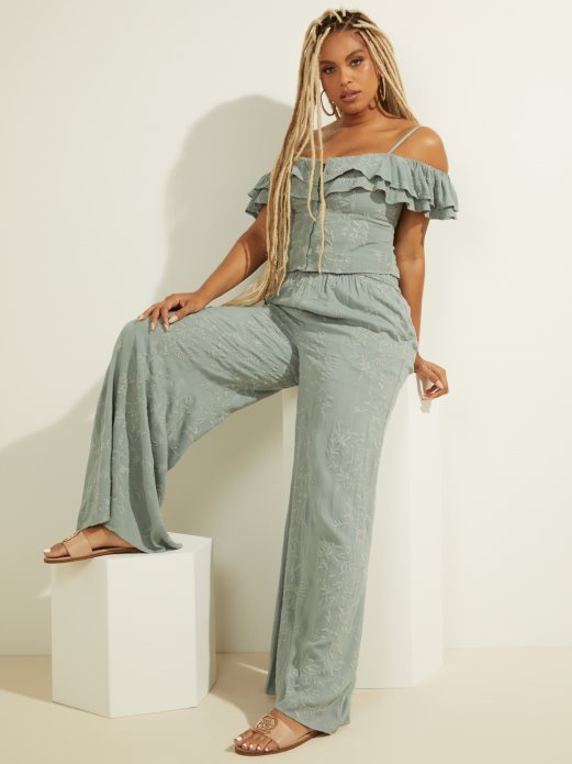 Zeleni Guess Kupovni Izvezeni Vrh S Volanima