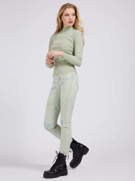 Zeleni Guess Pulover Od Mješavine Viskoze S Kornjačičastim Ovratnikom