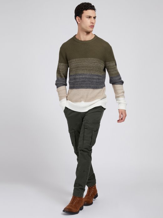 Zeleni Prugasti Pulover S Okruglim Izrezom Guess Shopping