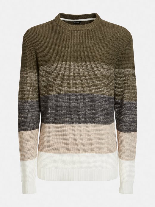 Zeleni Prugasti Pulover S Okruglim Izrezom Guess Shopping