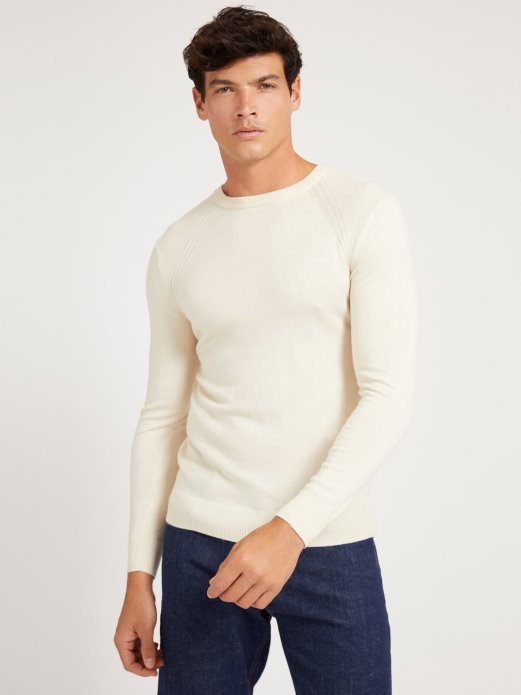 Krem Džemper S Okruglim Izrezom Od Mješavine Viskoze Guess Shopping