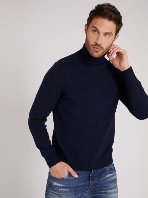 Guess Shopping Plavi Džemper S Kornjačevim Ovratnikom Od Mješavine Vune