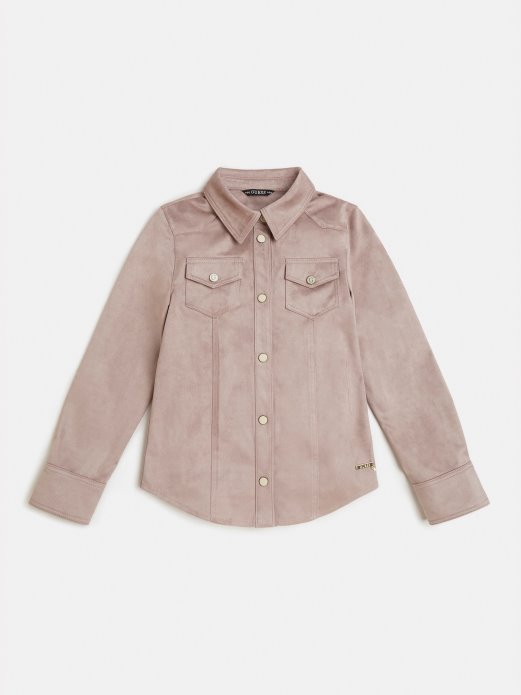 Guess Shopping Bež Košulja Od Umjetnog Antilopa