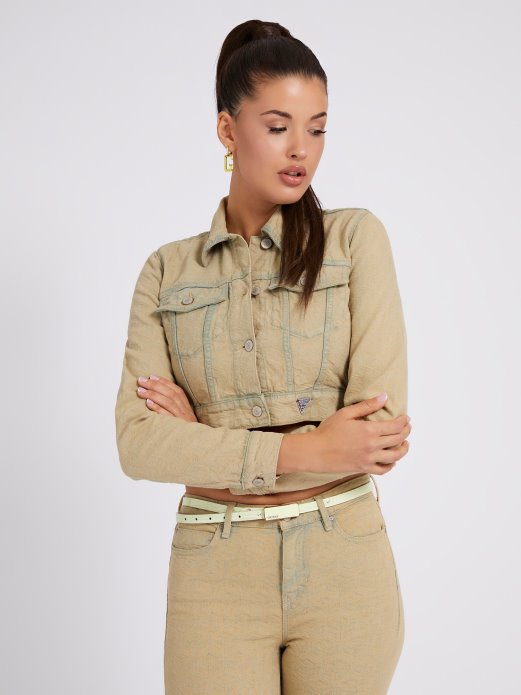 žuta Guess Traper Jakna S Logotipom