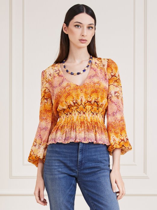Marciano All Over Print Top Orange Guess Shopping