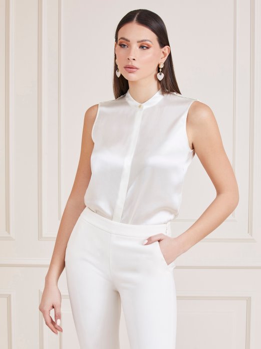 Guess Shopping Marciano Silk Top Krema