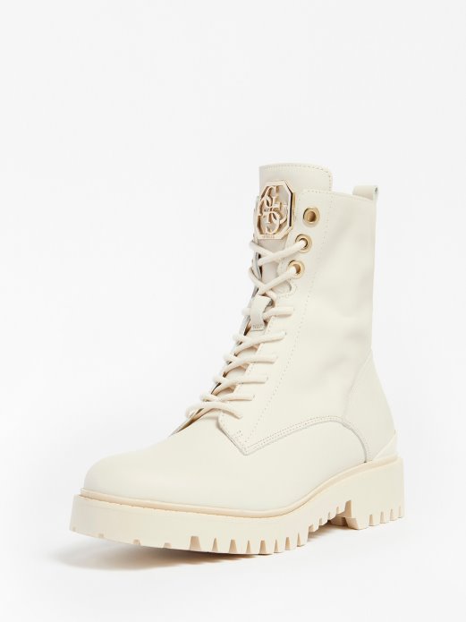 Olone Borbena čizma Od Prave Kože Bijela Guess Shopping