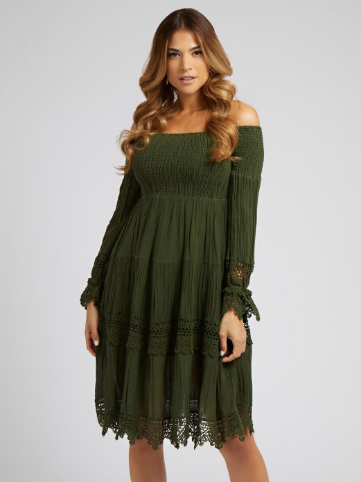 Guess Shopping Makrame Haljina S Otvorenim Ramenima Zelena