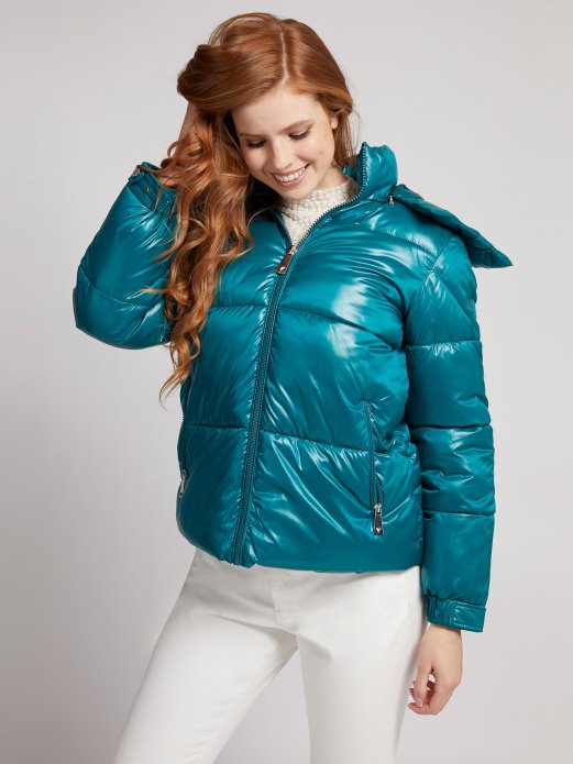 Podstavljena Jakna S Kapuljačom Guess Shopping Zelena