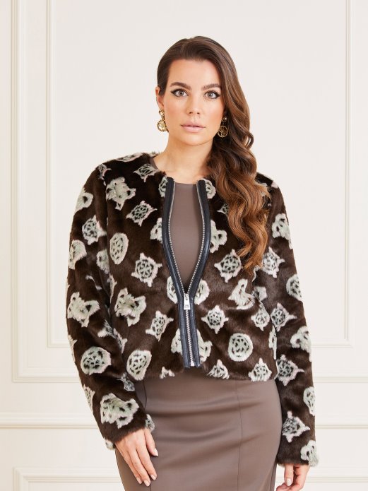 Guess Shopping Smeđa Kratka Jakna Od Umjetnog Krzna