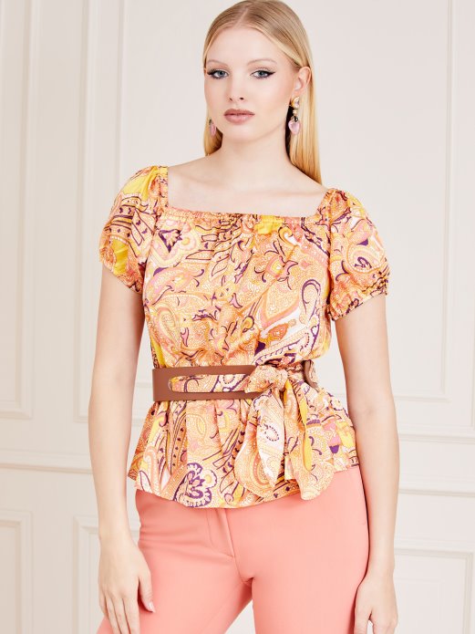 Yellow Guess Shopping Marciano All Over Print Top