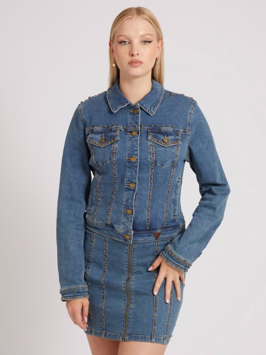 Guess Shopping Plava Traper Jakna S Nitnama