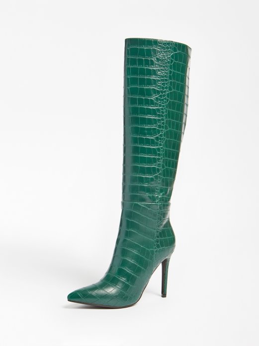 Guess Shopping Svjetlo Zelene Ruke Croc Print High Boot