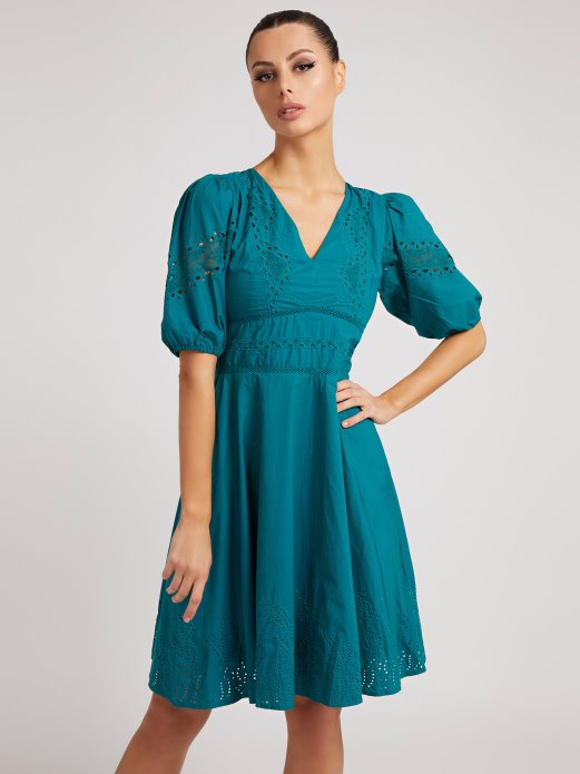 Guess Shopping Vez Pamučna Haljina Petroleum