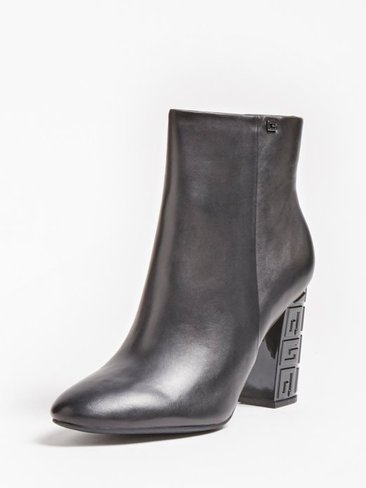 Guess Shopping čizma Gležnjača Od Prave Kože Crna