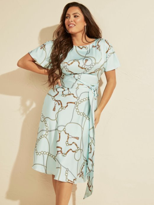 Marciano All Over Print Dress Guess Shopping Svijetlo Plava