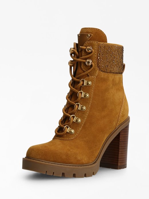 Guess Shopping Gelyn Gležnjače Od Prave Kože Smeđe