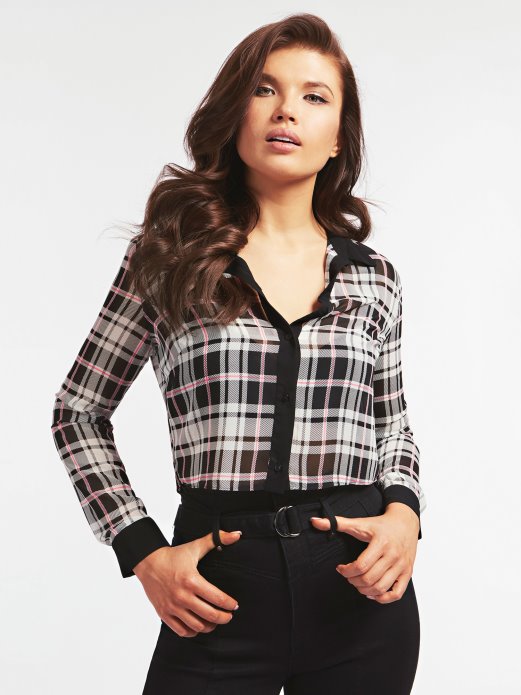 Po Cijelom Printu Skraćena Košulja Guess Shopping Višebojni Uzorak