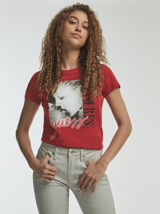 Crveno Postavljen Ispis Crop Top Guess Shopping