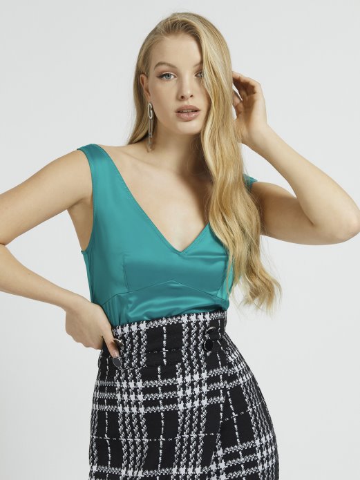 Majica Bez Rukava Sa Zelenim Pois Motivom Guess Shopping