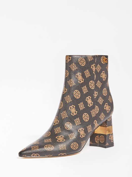 Guess Shopping Smeđa Maisy 4g Gležnjača S Logotipom Božura