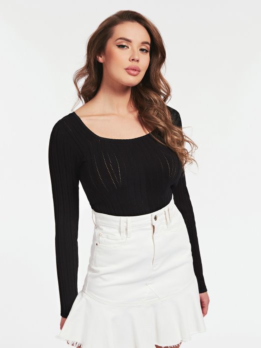 Guess Shopping Crni Pulover Od Mješavine Viskoze